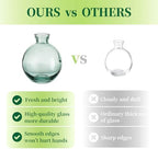 Glass Bud Vases Set of 12, Hewory Cute Green Small Vases Handmade, Mini Glass Flower Vase for Floral Arrangement, Tiny Centerpiece for Home Office Wedding Party Events Table Decor (Not Include Flower) - Image 2