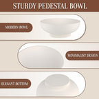Deobath Large Resin Pedestal Decorative Bowl - Modern Handicraft Bowls for Home Decor - Fruit Bowl for Kitchen Counter - Key Bowl for Entryway Table,Off White Cream - Image 7
