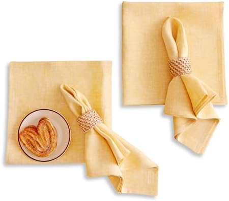 Solino Home 100% Pure Linen Napkins Mustard, Athena 20 x 20 in, Set of 4 by SolinoHome