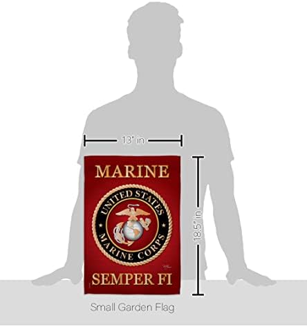 Marine Corps Garden Flag - Set with Stand Armed Forces USMC Semper Fi United State American Military Veteran Retire Official - House Banner Small Yard Gift Double-Sided Made in USA 13 X 18.5 - Image 2