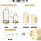 Brass Hurricane Handmade Sturdy Glass Dome Candle Holders with Glass Cover - Image 5