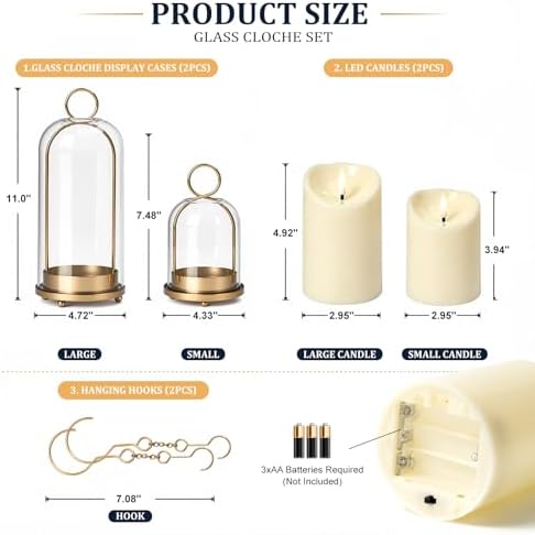 Brass Hurricane Handmade Sturdy Glass Dome Candle Holders with Glass Cover - Image 5