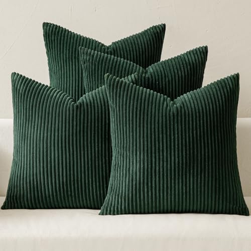 MIULEE Soft Corduroy Decorative Throw Pillow Covers Army Green 20x20 by MIULEE