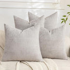 Set of 4 Soft Textured Decorative Throw Pillow Covers 22x22 Inch Cozy Farmhouse Cushion Cover Square Accent Pillow Cases for Bed Couch Sofa Living Room, Light Grey by Cozoomy