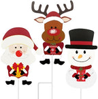 3 Pack 23.3 Inches Christmas Yard Signs with Stakes, Metal Standing Reindeer, Santa Claus, and Snowman Yard Signs for Garden Decor, Outdoor Winter Xmas Ornaments for Home Front Door Lawn Decorations by Jremreo