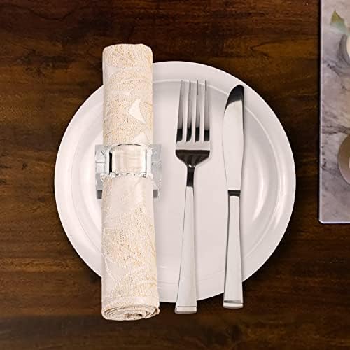 Kitcom Mini Napkin Rings Set of 12 Square-Shaped, Crystal Napkin Ring for Thanksgiving, Christmas, Family Gathering, Wedding Reception, Clear with Gift Box - Image 4