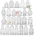 24PCS Clear Glass Bud Vases Set,Small Flower Arrangement Vase,Vintage Crystal Glass Design,Wedding,Party Decoration,Home Flower Arrangement (24) by Unknown