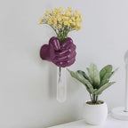 Purple Wall Sculptures, Hand Vases Home Decor, Wall Mount Art Sculpture, Unique Wall Art Statue, Funky Flower Vase Decorations, Modern Eclectic Hanging Decor,Glass Test Tube Vase(Purple) - Image 3
