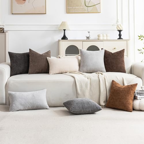 Set of 4 Soft Textured Decorative Throw Pillow Covers 20x20 Inch Cozy Farmhouse Cushion Cover Square Accent Pillow Cases for Bed Couch Sofa Living Room, Taupe Grey - Image 2