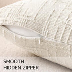 decorUhome Textured Chenille Throw Pillow Covers 12x20 Set of 2 Cream White - Image 3