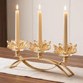 Crystal Lotus Taper Candle Holders, 3 Arms Metal Crystal Candlesticks, Decorative Flower-Shaped Candle Holders for Dining Table Centerpiece, Wedding, Home & Holiday Decor (Gold, 3 Arm) by KOLNLALA