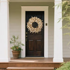 24 Inch White Floral Wreaths for Front Door - Spring Summer Decor with Artificial Eucalyptus, Boxwood & Grain Stems, All Season Farmhouse Wreath for Indoor Outdoor - Image 5