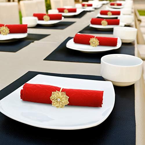 Hotop 70 Pcs Gold Napkin Rings, Hollow Flower Napkin Holders Buckles - Image 3