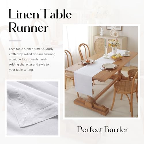 100% Pure French Linen Table Runner (White,14x120 Inch) - Image 7