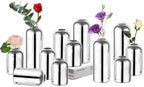 Hewory Silver Glass Bud Vases for Flowers: 12PCS Chrome Small Vases Bulk by Hewory