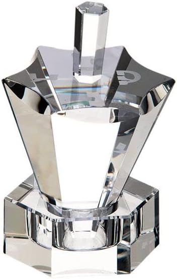 (D) Judaica Crystal Dreidel Star Shaped Hanukkah Holiday Decoration for Table