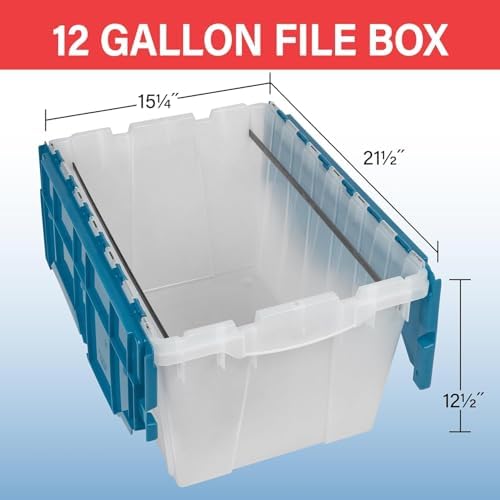 Akro-Mils KeepBox 12 Gal Plastic Storage Box, Metal Rails, Clear/Blue, 1-Pk - Image 3