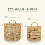 Set of 2 Wicker Hanging Basket for Organizing, Front Door, Mail, Flowers - Woven Wall Baskets for Storage - Image 7