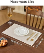 Leetaltree Beige White Placemats Set of 12 - Heat Resistant Non-Slip Place mats for Dining Table, Washable Durable PVC Vinyl Woven Table Mats(Beige White, 12) - Image 4