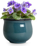 8 Inch Ceramic Self Watering Plant Pots, Ceramic Planter, Retro Blue by Teagas