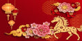 AOFOTO 15x8ft Happy Chinese New Year Backdrop China Spring Festival Lunar Year of The Horse Decoration Banner Paper Cut Flowers CNY Lanterns 2026 Background Party Supplies Photoshoot Studio Props by AOFOTO