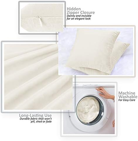 Nestl Throw Euro Pillow Covers, Cozy Velvet Decorative Pillow Covers 26x26 Inches, Soft Solid Couch Pillow Case for Sofa, Bed and Car, Set of 4 - Off White - Image 3