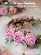 InnoGear Artificial Flowers, 100 Pcs Pink Foam Fake Roses Bulk with Stems for Decoration DIY Wedding Bouquets Centerpieces Bridal Shower Party Valentines Christmas Tree - Image 6