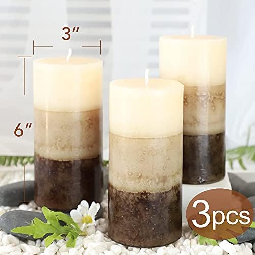 3x6 Pillar Candles Vanilla Cupcake Scented Immeiscent Aromatherapy Candles 60+ Hours Burn Long Lasting, Mottled Layered Candles for Home Scented SPA Restaurant Set of 3 - Image 6