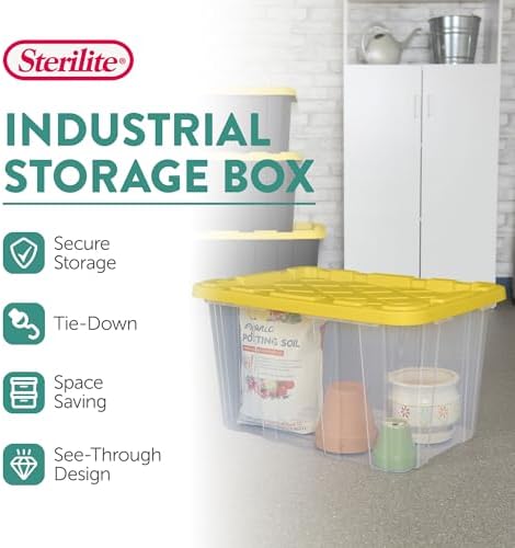 Sterilite Industrial Storage Box with Lids for Garage, 27 Gallon, 4-Pack - Image 2