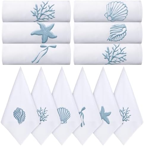 HunnmingRe 12 Pcs Coastal Party Cloth Napkins Bulks 100% Cotton, 17x17inch by HunnmingRe