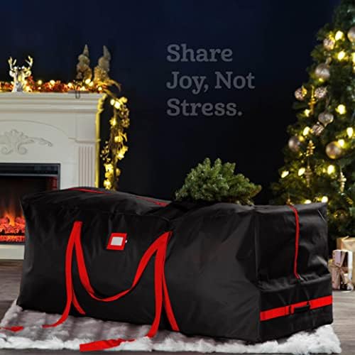ZOBER 600D Oxford Fabric Rolling Christmas Tree Storage Bag - Fits 7.5 Ft Artificial Trees - Waterproof Christmas Tree Bag For Storage Box For Xmas, Durable Handles and Wheels - Card Slot - Black - Image 2