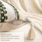 Boho Throw Pillow Covers Tufted Farmhouse Pillowcase with Tassels - Image 3