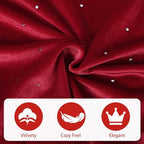 Halloscume 48" Christmas Tree Skirt Velvet Plush,Burgundy Red,Diamonds - Image 2