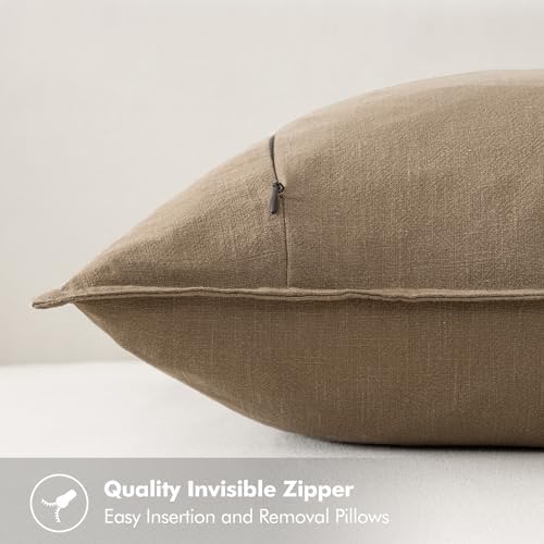 MIULEE Neutral Navy Boho Linen Pillow Covers 18x18 Inch Pack of 4 - Image 4