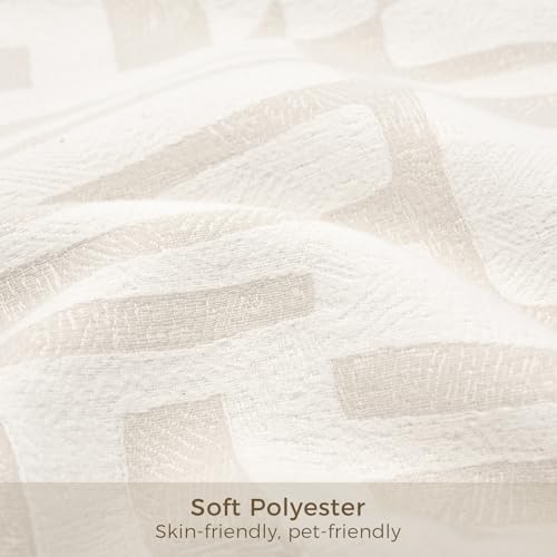 Throw Pillow Cover 20x20, Double-Sided Geometric High-Density Jacquard Pillow Covers for Sofa, Bed, Rattan Chair, Bedroom, Living Room(White) - Image 3