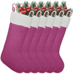 Christmas Stockings for Family Holiday Decorations and Xmas Tree Fireplace (6, Pink-Grain-Large) by LinaGarten