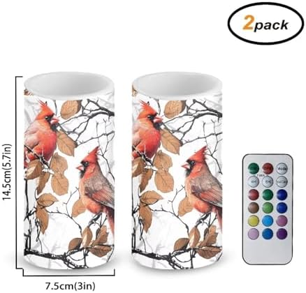 Cardinal Tree Flameless Candles 2 Pack 6 x 3 inch Battery Operated Candles with Multicolor Timer Remote Control LED Fake Candles for Warm Light Dinner Table Home Decor - Image 3