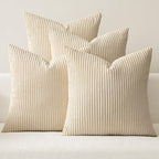 MIULEE Soft Corduroy Decorative Throw Pillow Covers Beige 18x18 by MIULEE