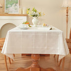 Zobesta White Linen Tablecloth Rectangle 53x86 Inch Cotton Table Cloth - Image 2
