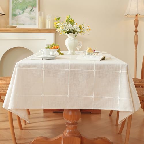Zobesta White Linen Tablecloth Rectangle 53x86 Inch Cotton Table Cloth - Image 2