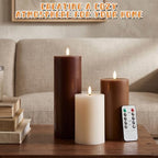 3 Pcs 6/8/12" Fall Vintage Flameless LED Candles Decorations for Home - Image 6