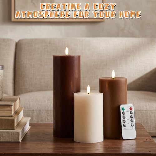 3 Pcs 6/8/12" Fall Vintage Flameless LED Candles Decorations for Home - Image 6
