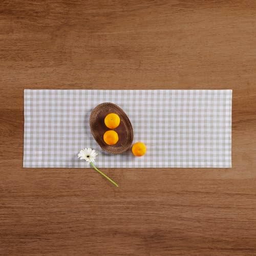 Solino Home 100% Pure Linen Table Runner Natural, Gingham Check 14 x 48 in - Image 4