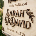 Personalized Bright Botanical Wedding Welcome Sign - Custom 3D Wood Airy Ceremony Entrance & Reception Board for Modern Boho, Garden or Scandinavian Venue - Multiple Sizes - Image 2