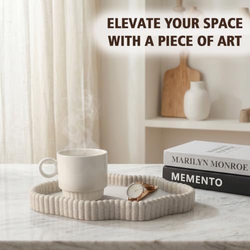 11 in Resin Coffee Table Tray for Home Decor,Bandejas Decorativas para La Sala for Coffee Table Decor,Modern Organizer for Living Room&Kitchen Counter(Model A Beige) - Image 2