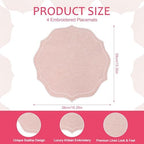 Set of 8 Cotton Linen Placemats, 15x15 Round Scalloped Cloth Table Mats, Embroidery Machine Washable, Wrinkle Resistance Fabric Place Mats for Wedding Summer Baby Shower Party Table Decor-Pink - Image 2