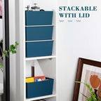 Menkxi 4 Pcs Storage Bins with Lids, Blue, Large - Image 5