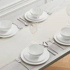 KINGSTONE 14 x 108 Inches Frayed Edge Table Runner, 270G Heavyweight Sand Washed Slub Texture Cotton Linen for Modern Farmhouse, Rustic Home Decorations Dining Room Wedding Boho Decor, White - Image 6