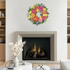 24 Inch Spring Summer Wreath for Front Door with Roses Dahlias Silk Flowers with Berry Greenery for All Seasons Indoor Outdoor Porch Wedding Wall Farmhouse Living Room Home Decor - Image 4