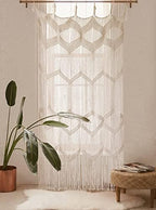 Flber Macrame Curtain Window Macrame Room Divider Doorway Curtain Boho Macrame Wall Hanging Living Room Bedroom Decor 42" W x 75" H - Image 3